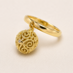 Sfera in filigrana d'oro 18kt con spirali e granulazione