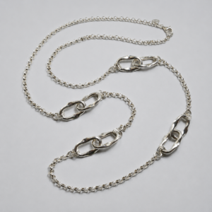 Long sterling silver sautoir with irregular links — Preziose Follie Trieste