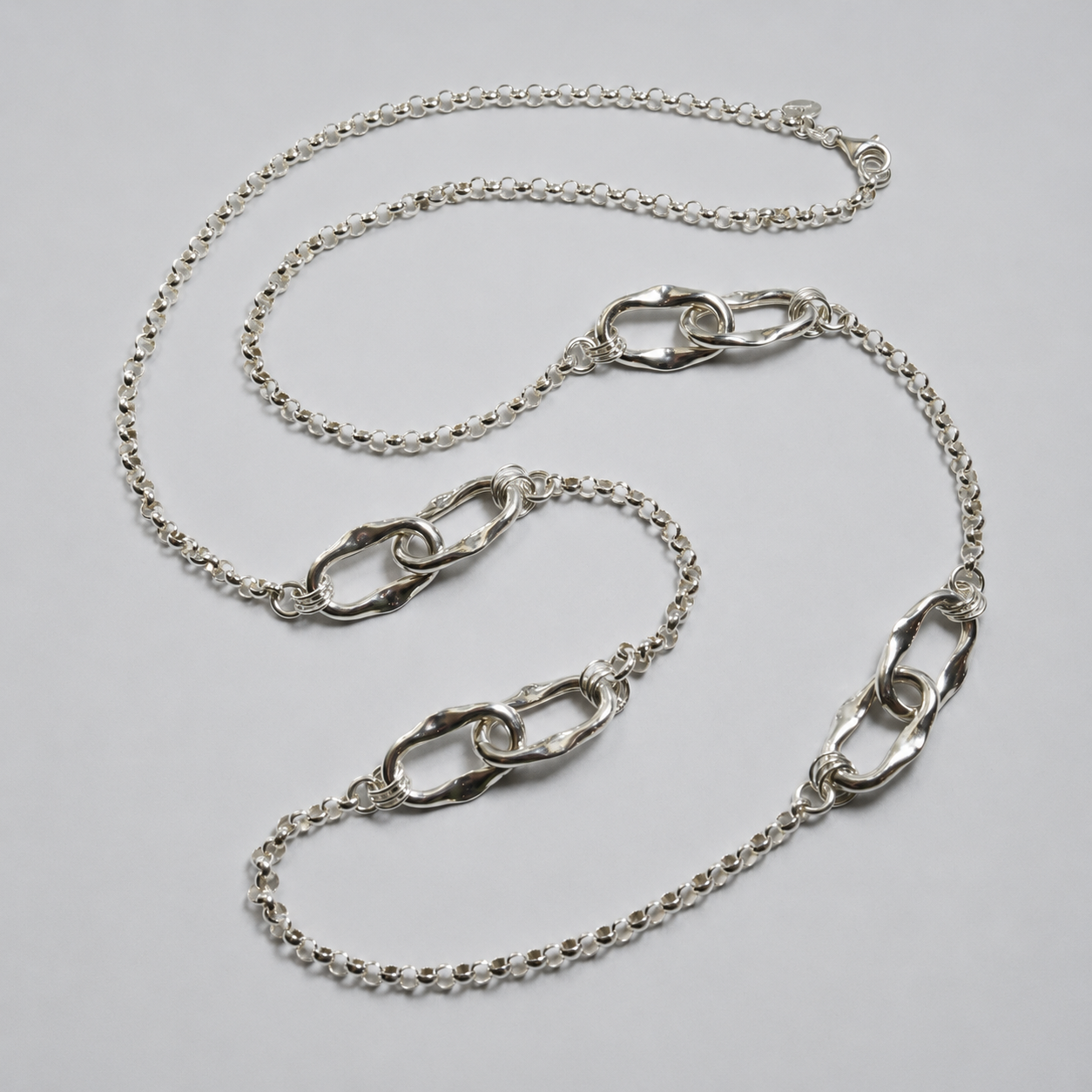 Long sterling silver sautoir with irregular links — Preziose Follie Trieste