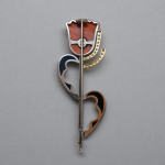 Art déco tulip brooch with coral, emerald and diamonds — Preziose Follie Trieste