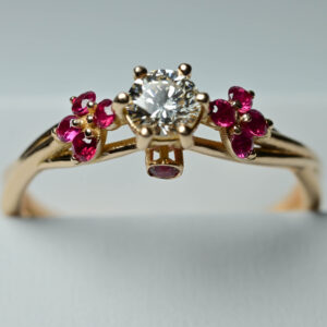 Anello con Diamante e rubini